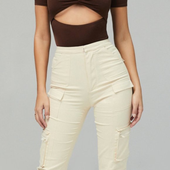 MISTRESS ROCKS BEST LIFE Cream Cargo Trousers - Picture 4 of 4